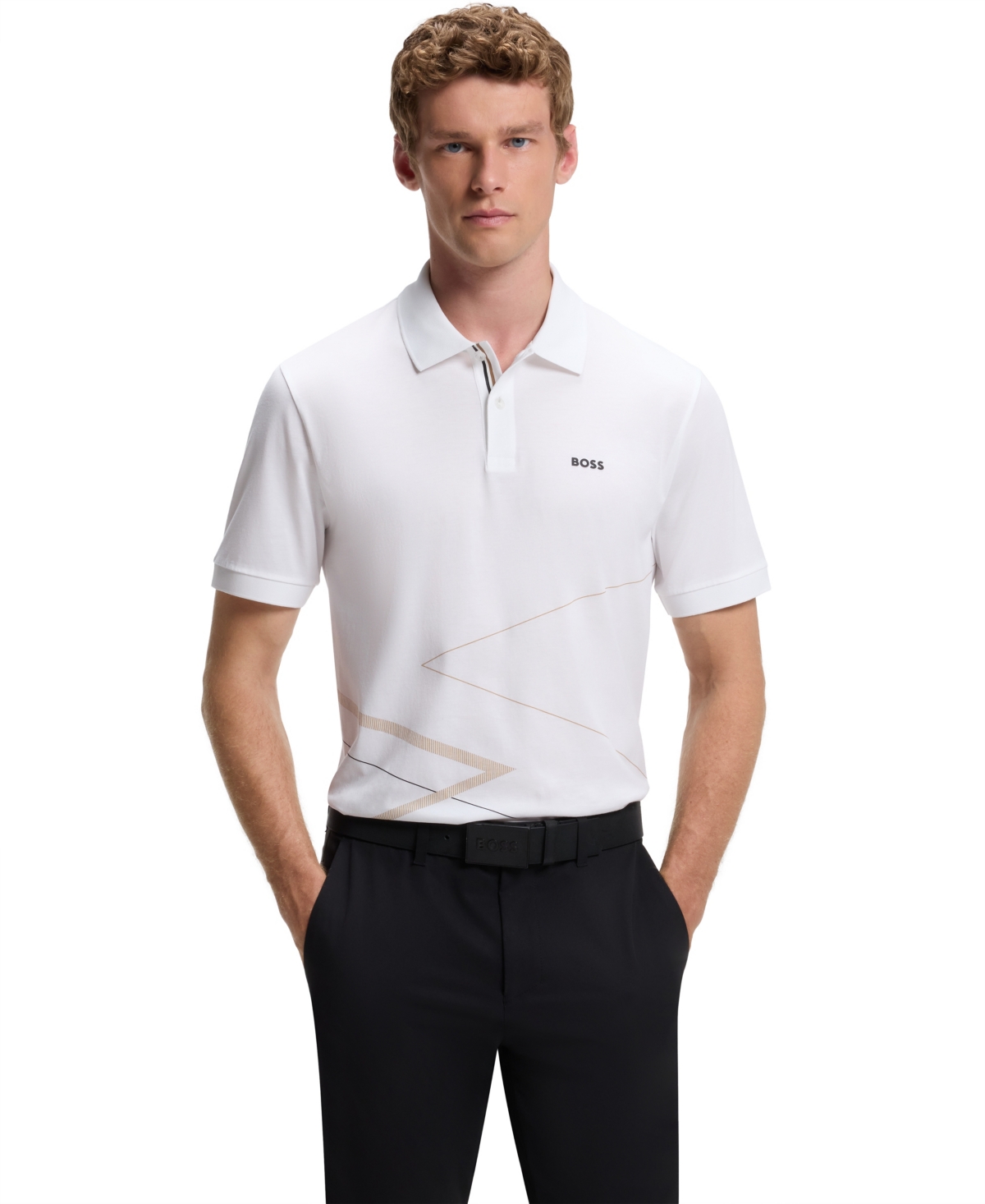 Boss by Hugo Boss Men's Pima Cotton Printed Polo Shirt - White