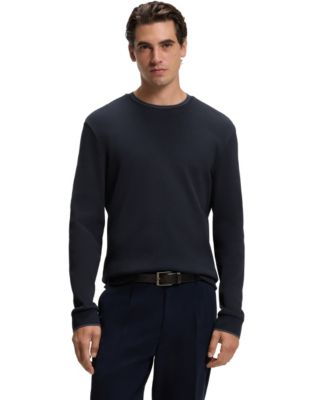 BOSS by Men's H-TALLEY Long-Sleeve Waffle-Structured Crewneck T-Shirt