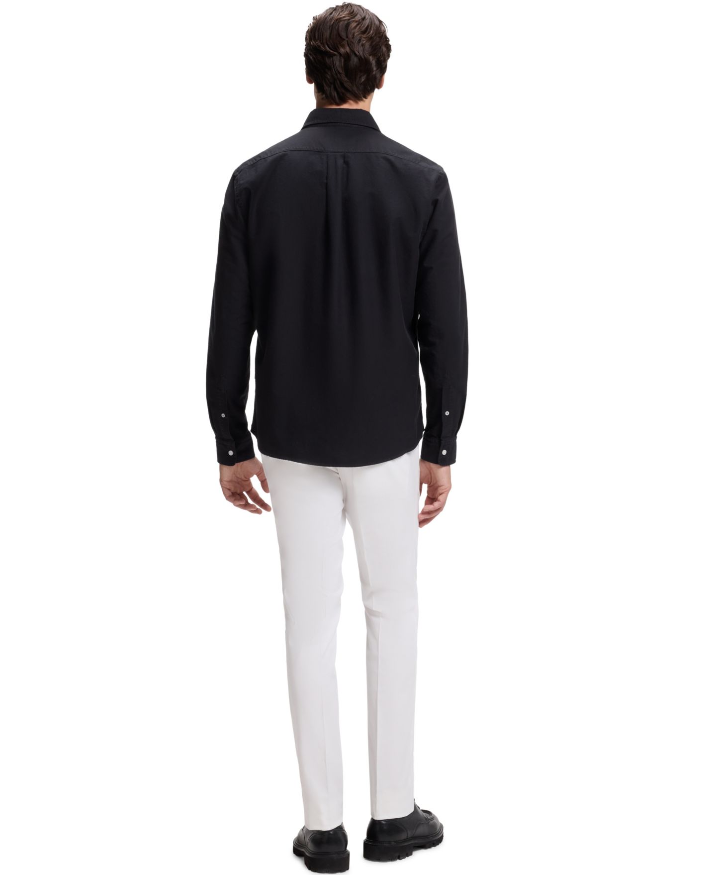 Мужская рубашка Hugo Boss H-LIAM Oxford Regular-Fit Button-Down Dress Shirt, цвет: Тёмный синий — фото 2