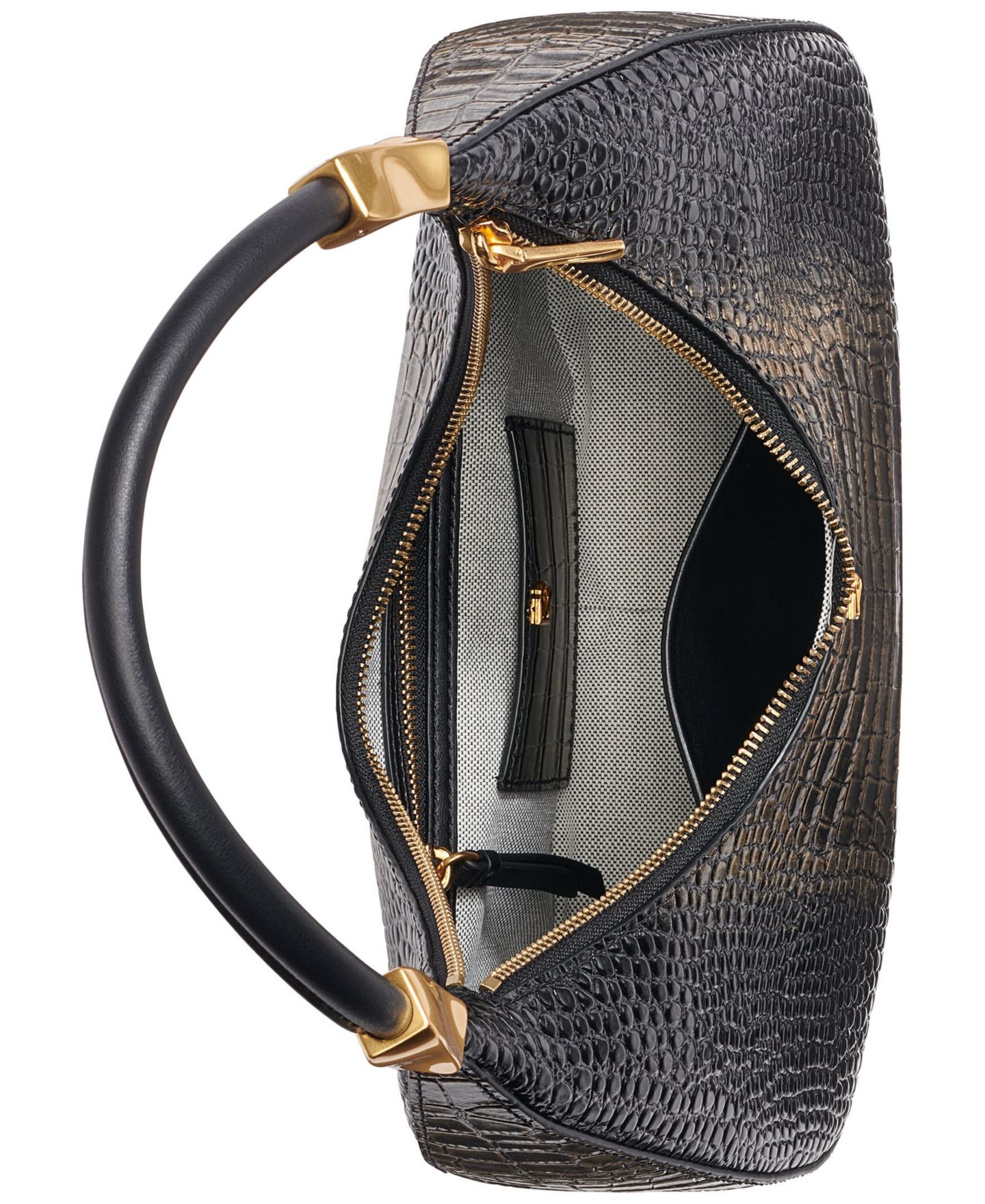 Женская сумка Donna Karan New York Quogue Small Leather Shoulder Handbag, цвет: Чёрный / Золотой — фото 4