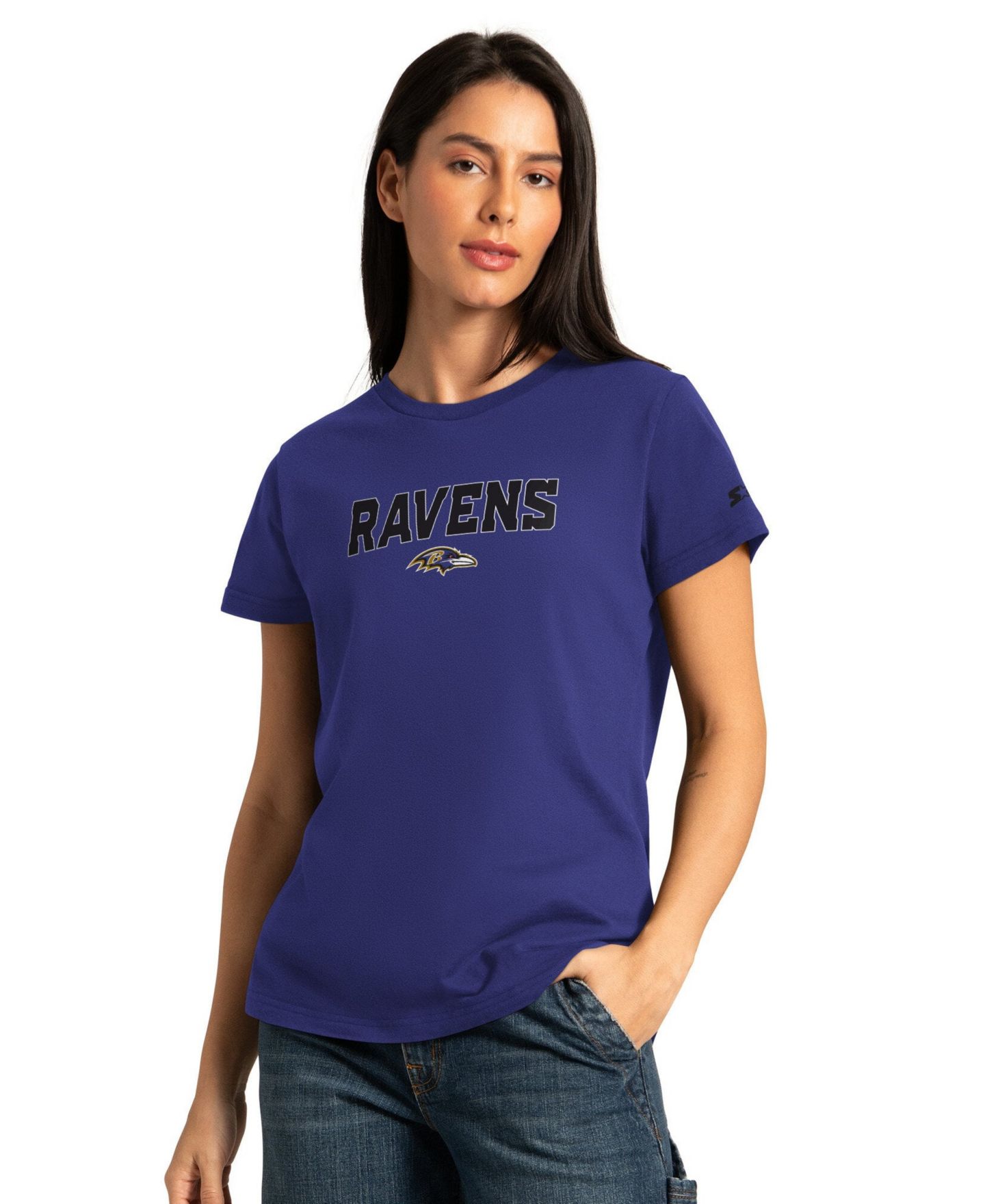 Женские футболки Starter Purple/Ash Baltimore Ravens Short Sleeve & Long Sleeve T-Shirt Combo Pack — фото 2