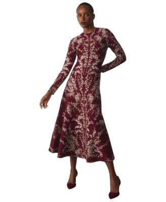 Women's Varenna Long-Sleeve Floral Midi Dress