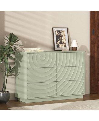 6 Drawer Dresser, Modern Sage Green Chest of Drawers