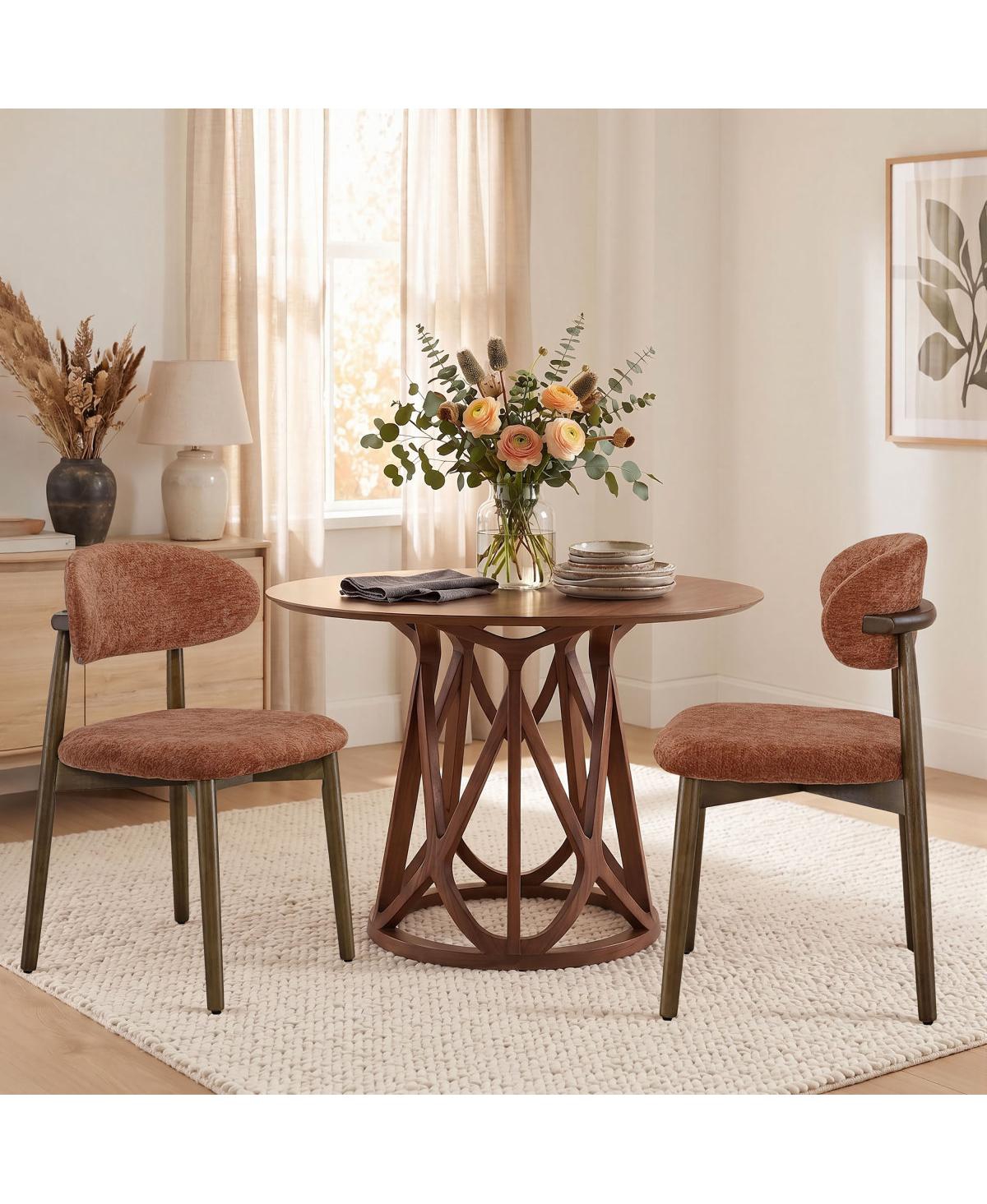 Streamdale Furniture Set of 2 Solid Wood Dining Chairs with Fabric Upholstery