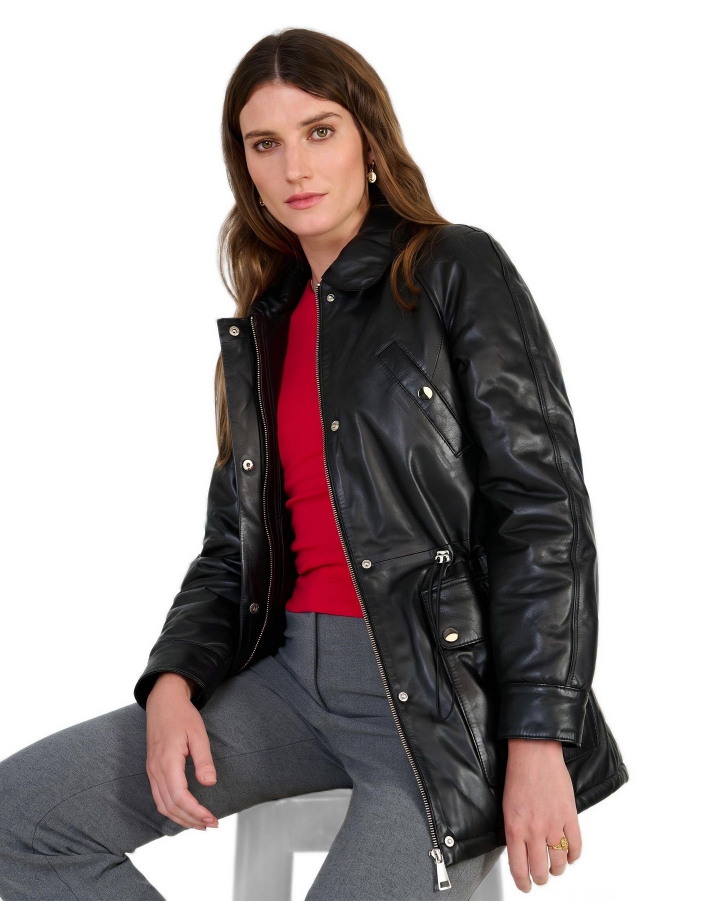 Женская куртка Furniq UK Sheridan Leather Utility, цвет: Чёрный — фото 3