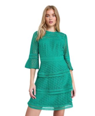 Women's Lace Trim Detail Sleeved Mini Dress