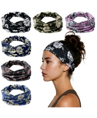 Knotted Floral Wide Headbands, 6-Piece Set