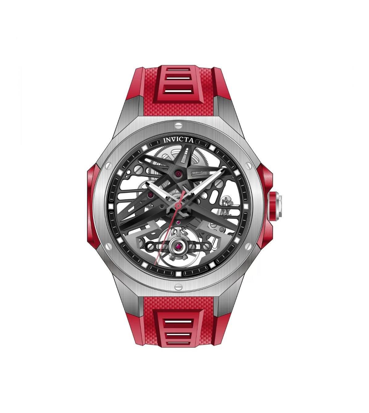 Invicta Men's Mechanical Celestial 69540 Water Resistant Red Rubber Band Watch, 43mm - Red