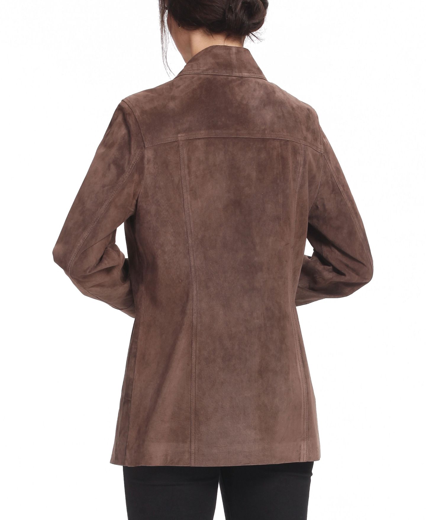 Женское пальто BGSD Cora Button-Front Suede Leather Car, цвет: Коричневый — фото 3
