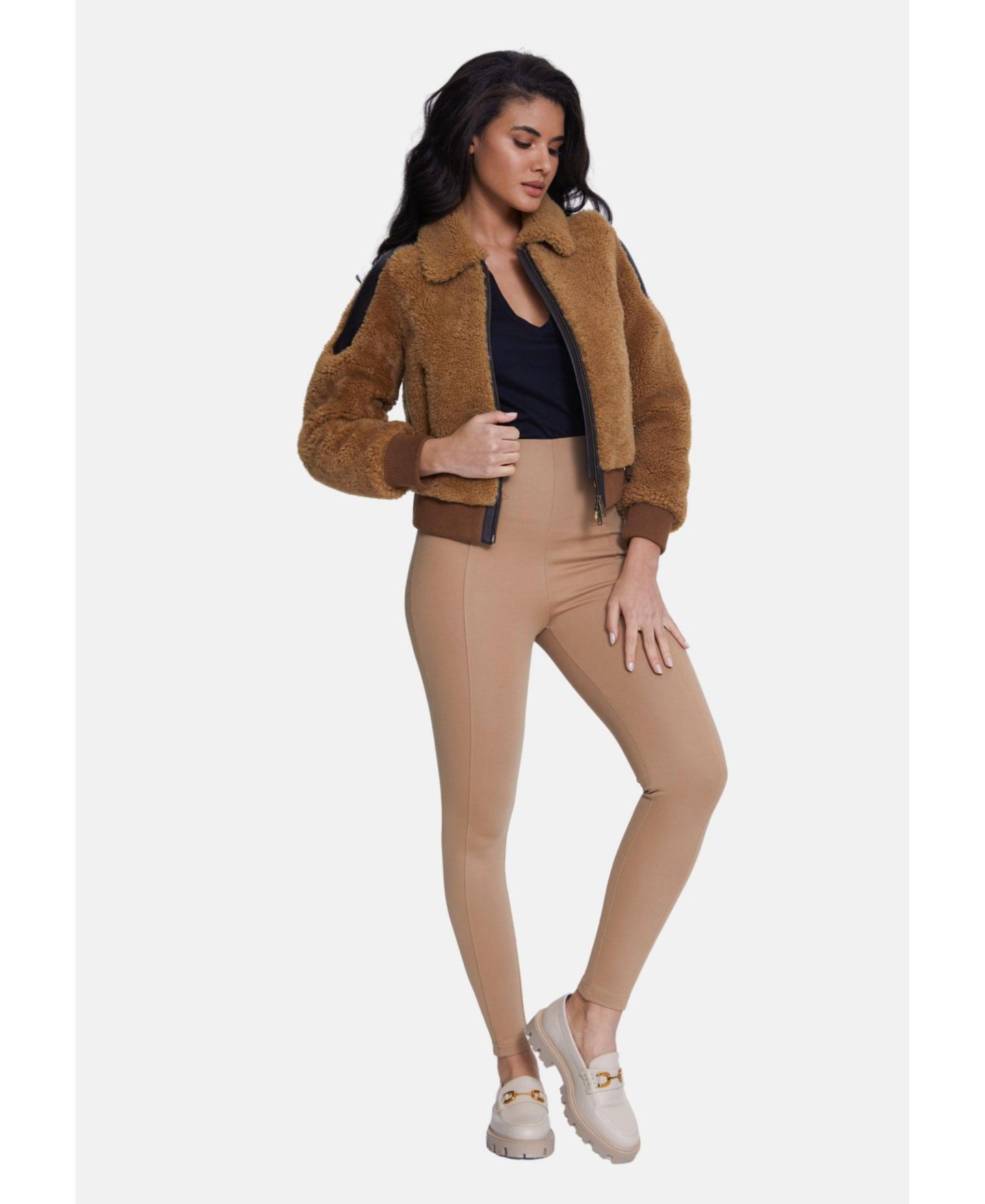 Женская куртка Furniq UK Fashion Jacket, Silky Brown With Ginger Curly Wool, цвет: Коричневый — фото 6
