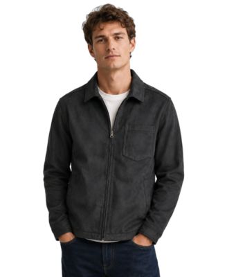 Men's Faux Suede Full-Zip Fleece-Lined Jacket
