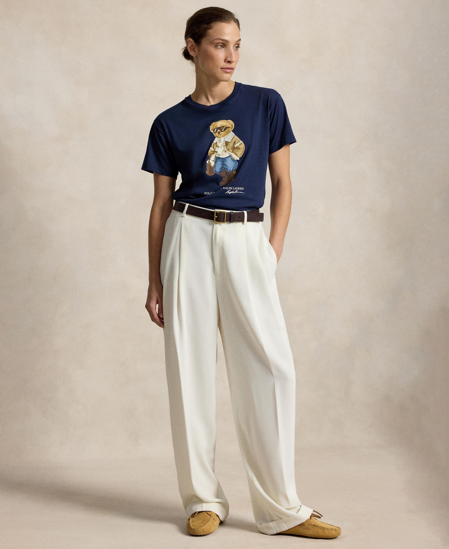 Женская футболка Polo Ralph Lauren Winter Polo Bear Graphic Crewneck Cotton, цвет: Полуночный океанский — фото 2