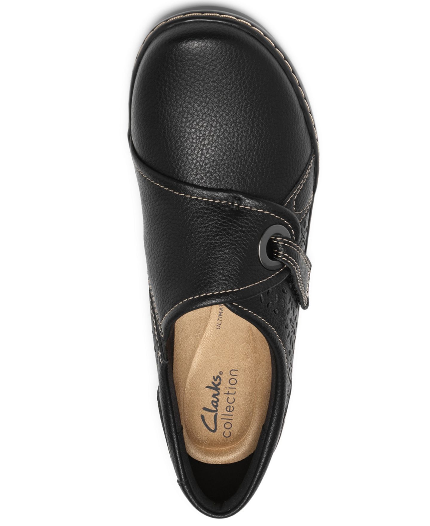 Женские балетки Clarks Cora Teagan Perforated Leather Mary Jane Flats, цвет: Чёрный кожаный — фото 4