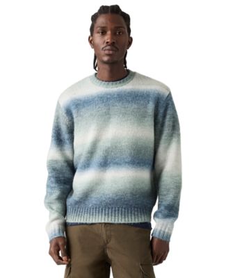 Men's Laurel Cable-Knit Stripe Crewneck Sweater