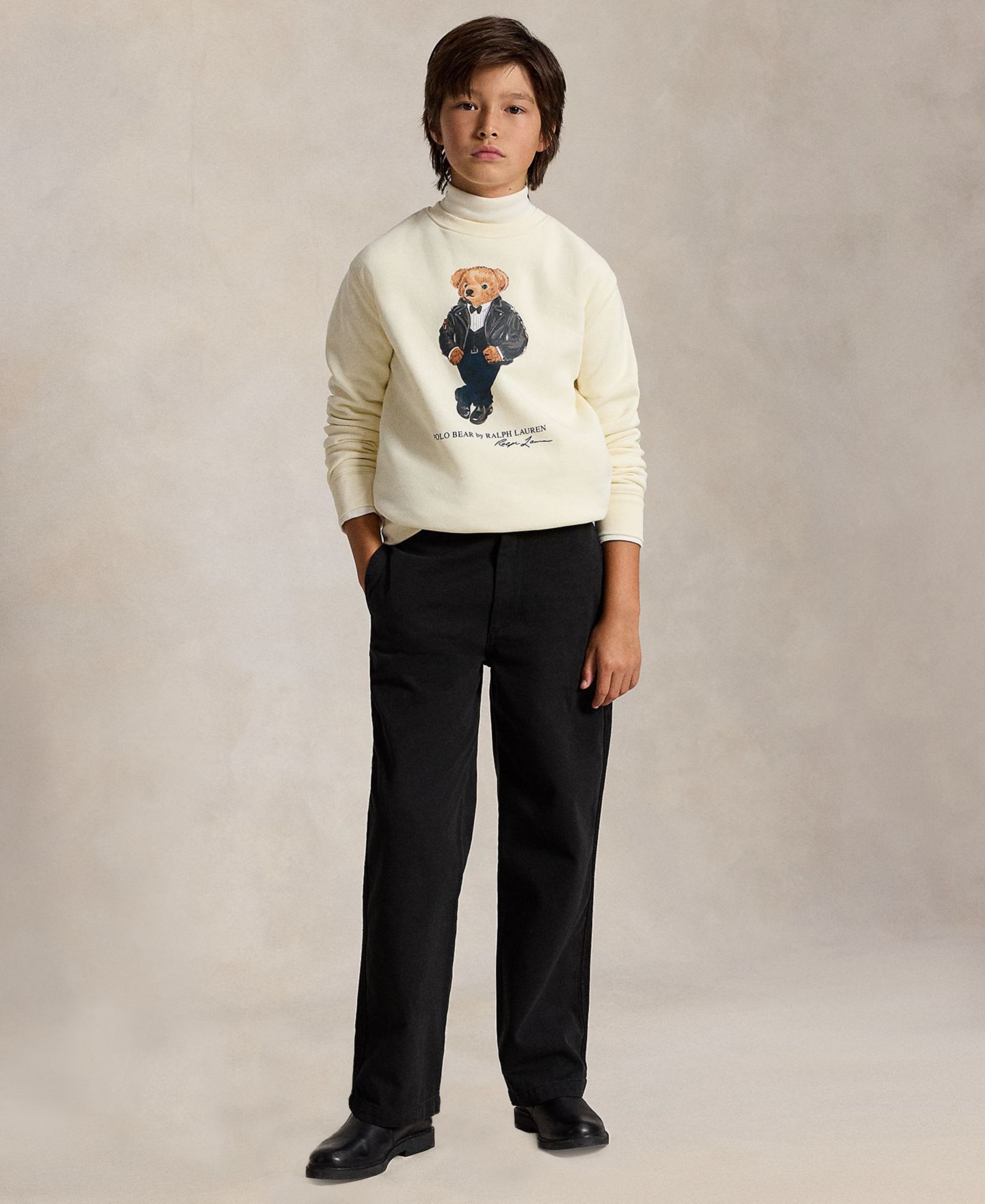 Толстовка Polo Ralph Lauren Polo Bear Crewneck Cotton-Blend для мальчиков, цвет: Кремовый — фото 2