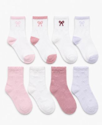 Girls' 4-16 Multi Bows Crew Socks, 8-Pack