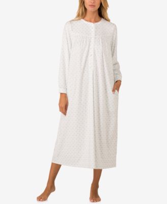 Lanz of Salzburg - Lace-Trimmed Printed Microfleece Nightgown