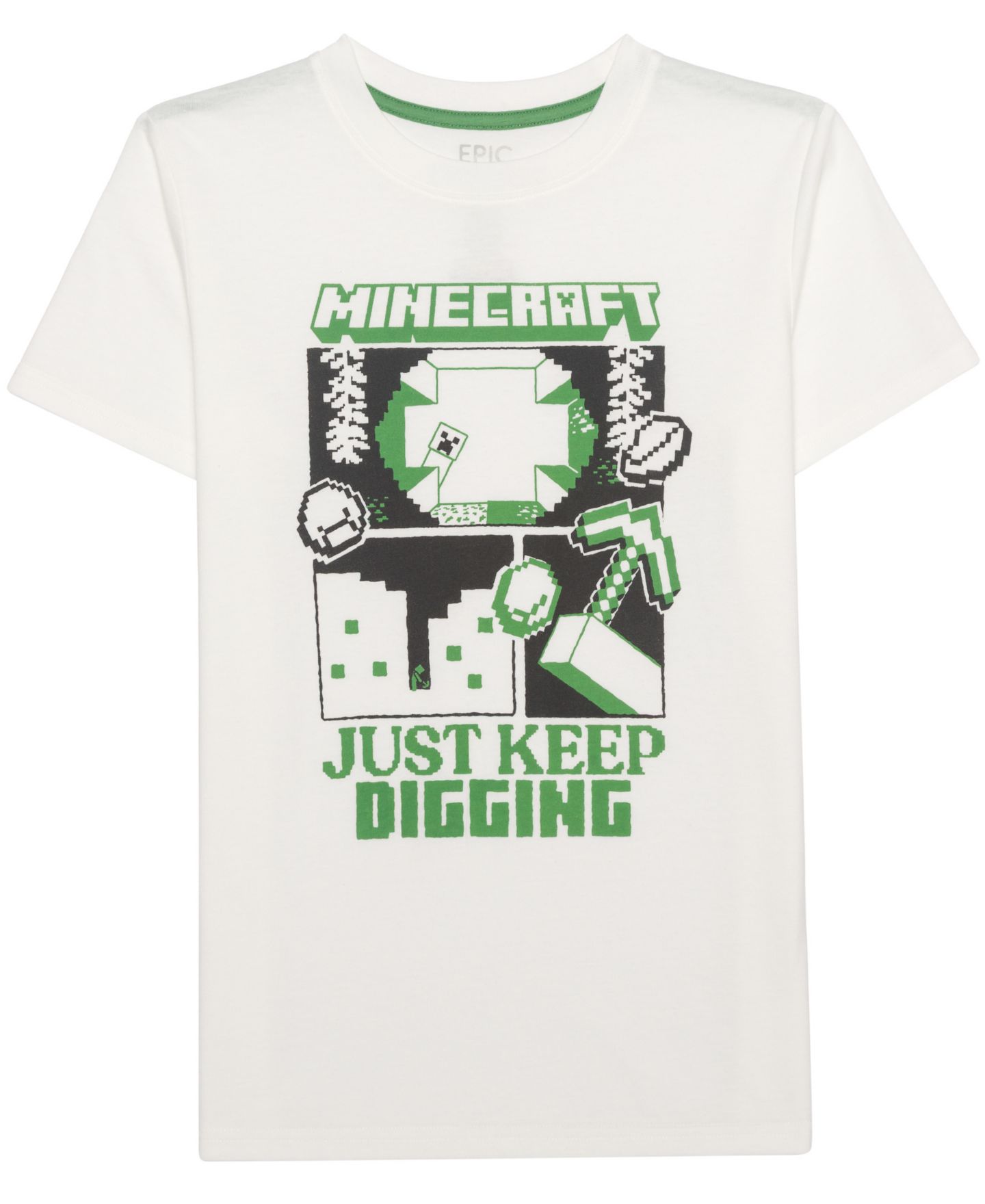 Футболка Epic Threads Just Keep Digging Minecraft Graphic для мальчиков, цвет: Белый — фото 1