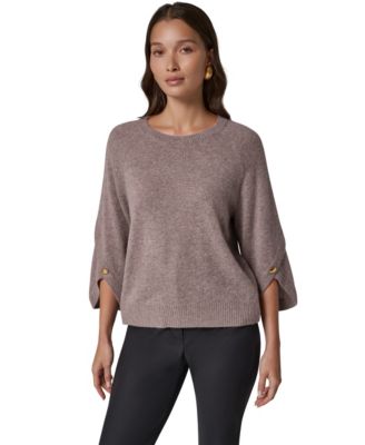 Women's Cashmere 3/4-Sleeve Tulip Crewneck Sweater