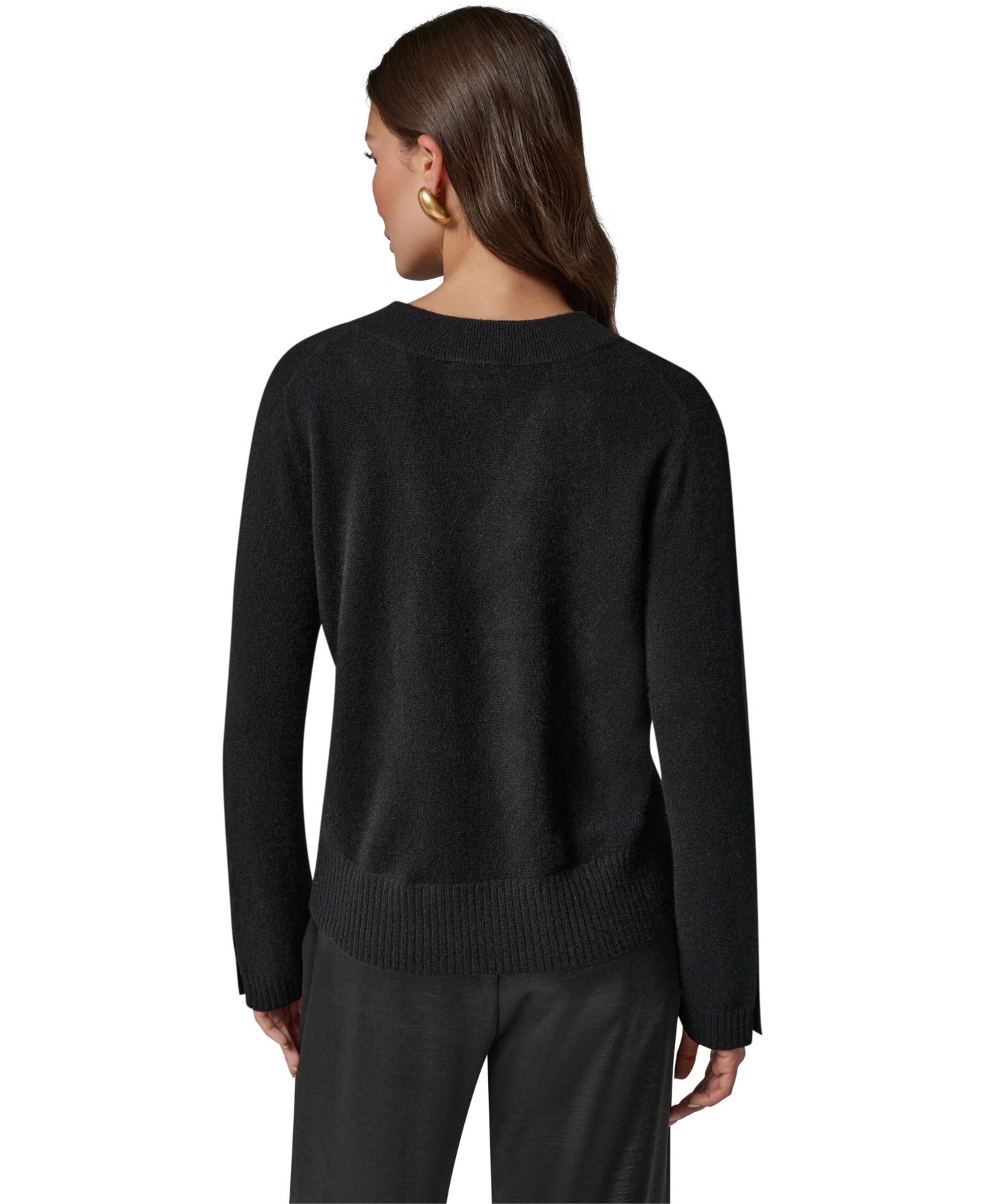 Женский свитер Donna Karan New York Cashmere Long-Sleeve V-Neck, цвет: Чёрный — фото 6