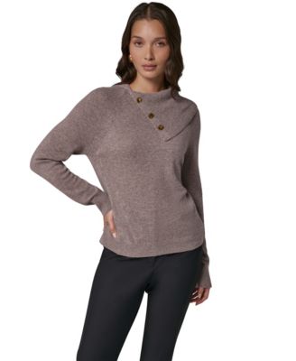 Women's Split Collar with Buttons Cashmere Pullover Sweater