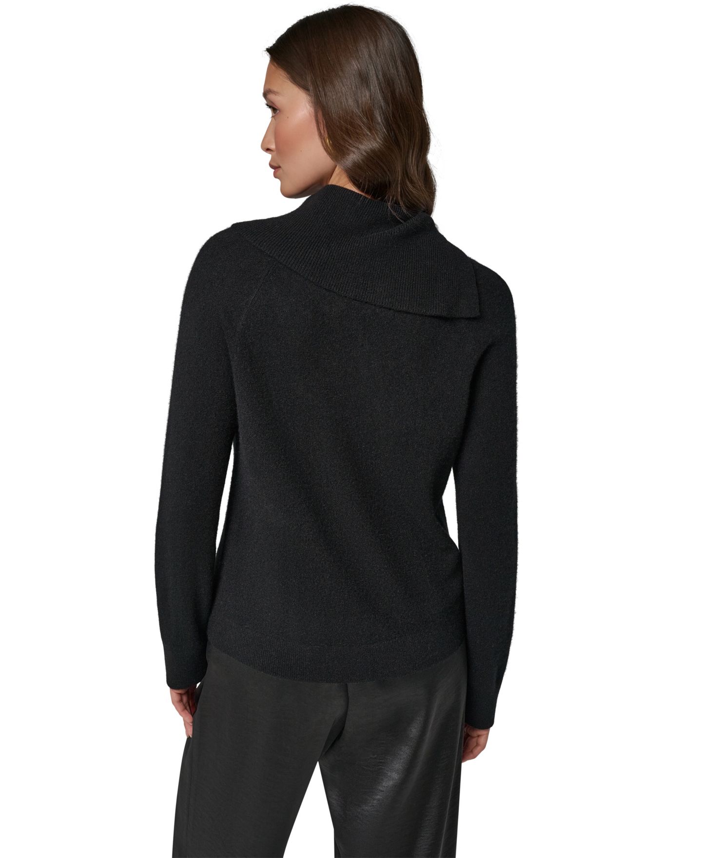Женский свитер Donna Karan New York Split Collar with Buttons Cashmere Pullover, цвет: Чёрный — фото 5