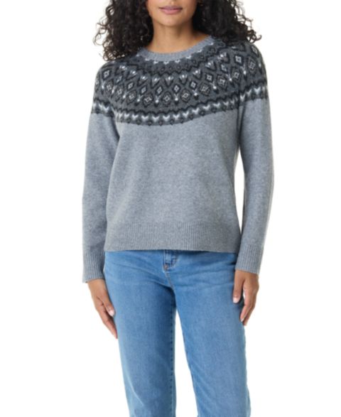 Женский свитер Gloria Vanderbilt Fair Isle Sweat Crewneck Long-Sleeve, цвет: Угольный
