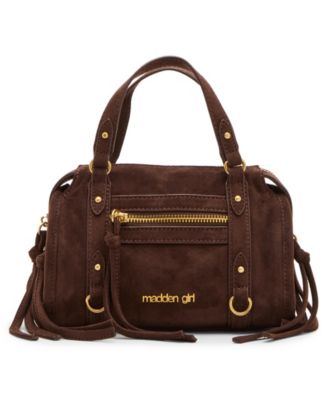 Faux Suede Small Compact Satchel Handbag