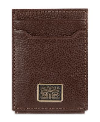 Men's RFID Genuine Leather Card Case Wallet with Magnetic Money Clip