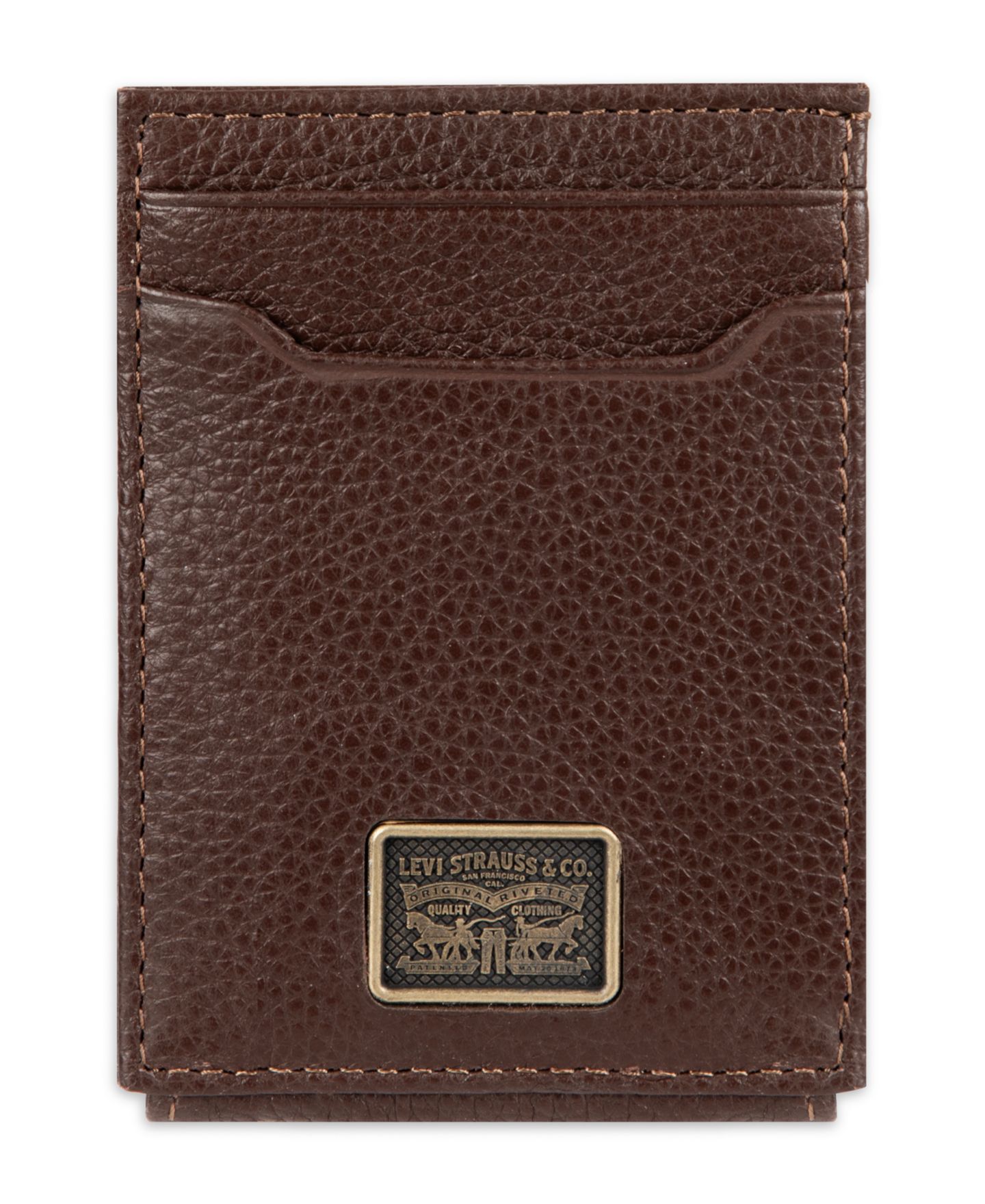 Мужской кошелёк Levi's RFID Genuine Leather Card Case Wallet with Magnetic Money Clip, цвет: Коричневый — фото 1