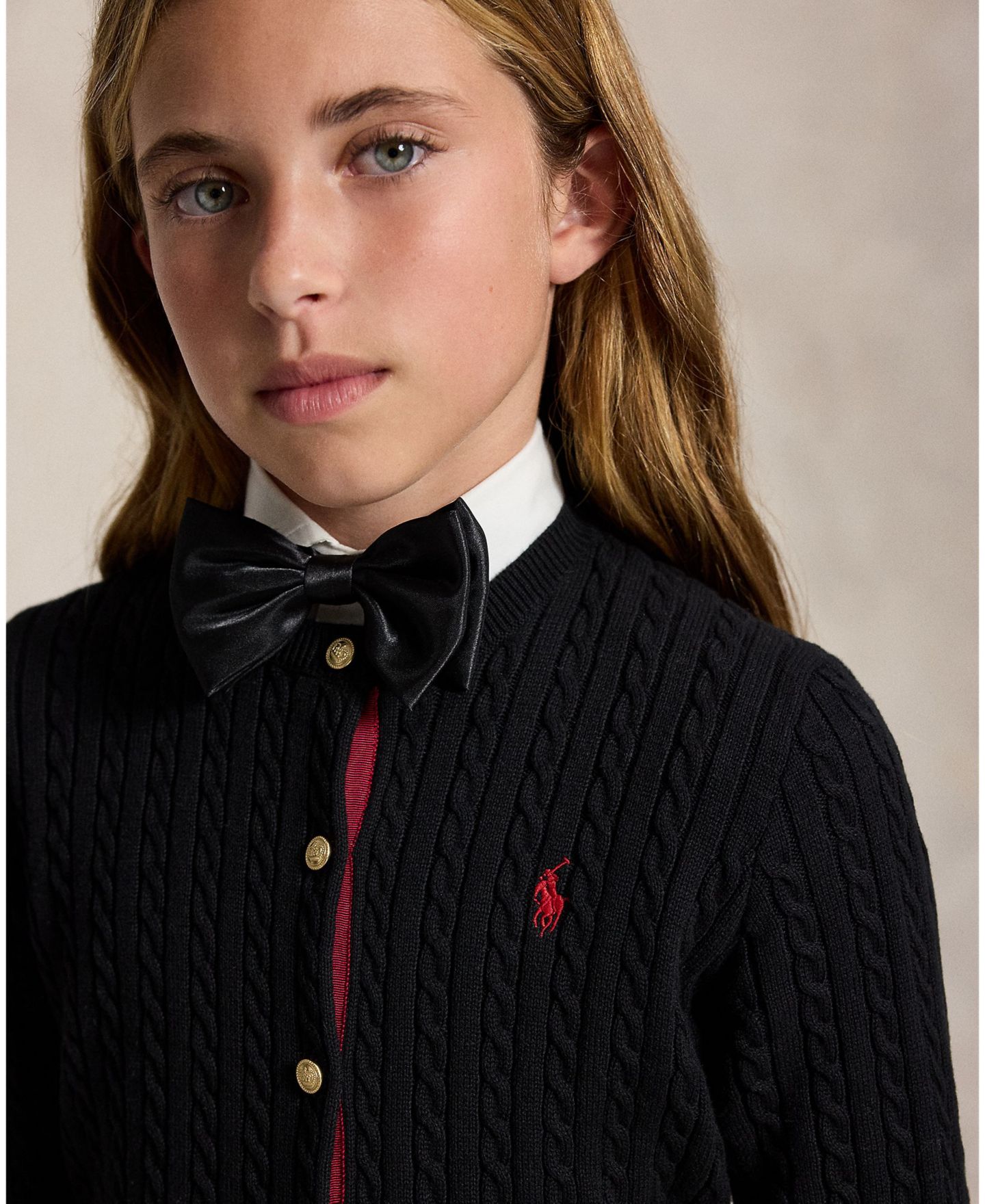 Polo Ralph Lauren Girls' 7-16 Mini-Cable Cardigan and Skirt, 2-Piece Set, цвет: Чёрный — фото 2