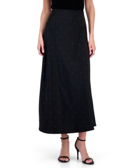 Женская юбка Anne Klein Embellished Satin Maxi, цвет: Чёрный