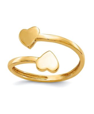 Double Heart Adjustable Toe Ring in 10k Yellow Gold