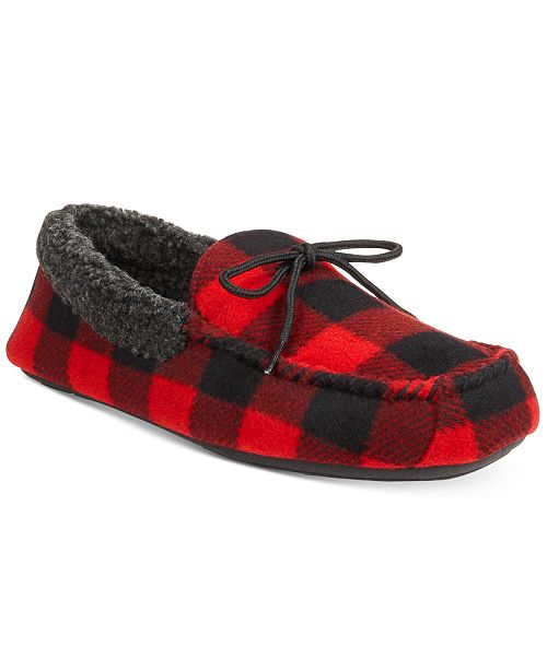 Club Room Men S Buffalo Plaid Memory Foam Moccasin Slippers