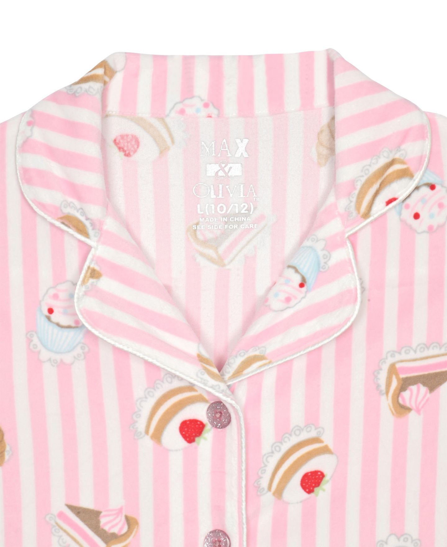 Max & Olivia Girls' 5-16 Long-Sleeve Milky Print Pajama and Scrunchie, 3-Piece Set, цвет: Розовый / Белый — фото 5