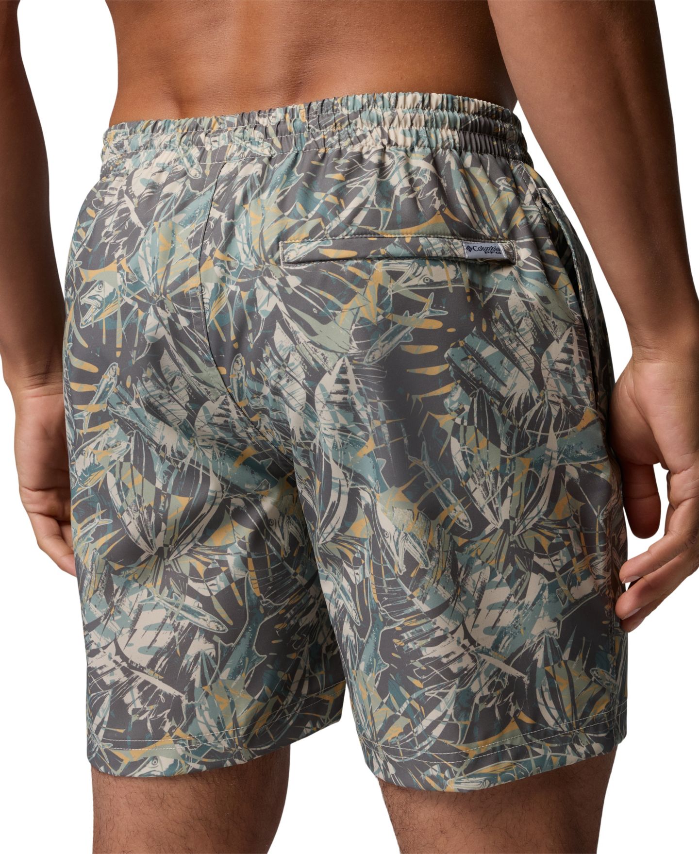 Мужские шорты Columbia PFG Rambler Print Water Shorts, 6" inseam, цвет: Тёмно-синий — фото 9