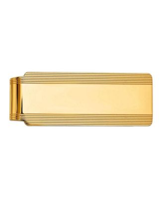 Solid 10k Yellow Gold Wide Grooved Money Clip for Men