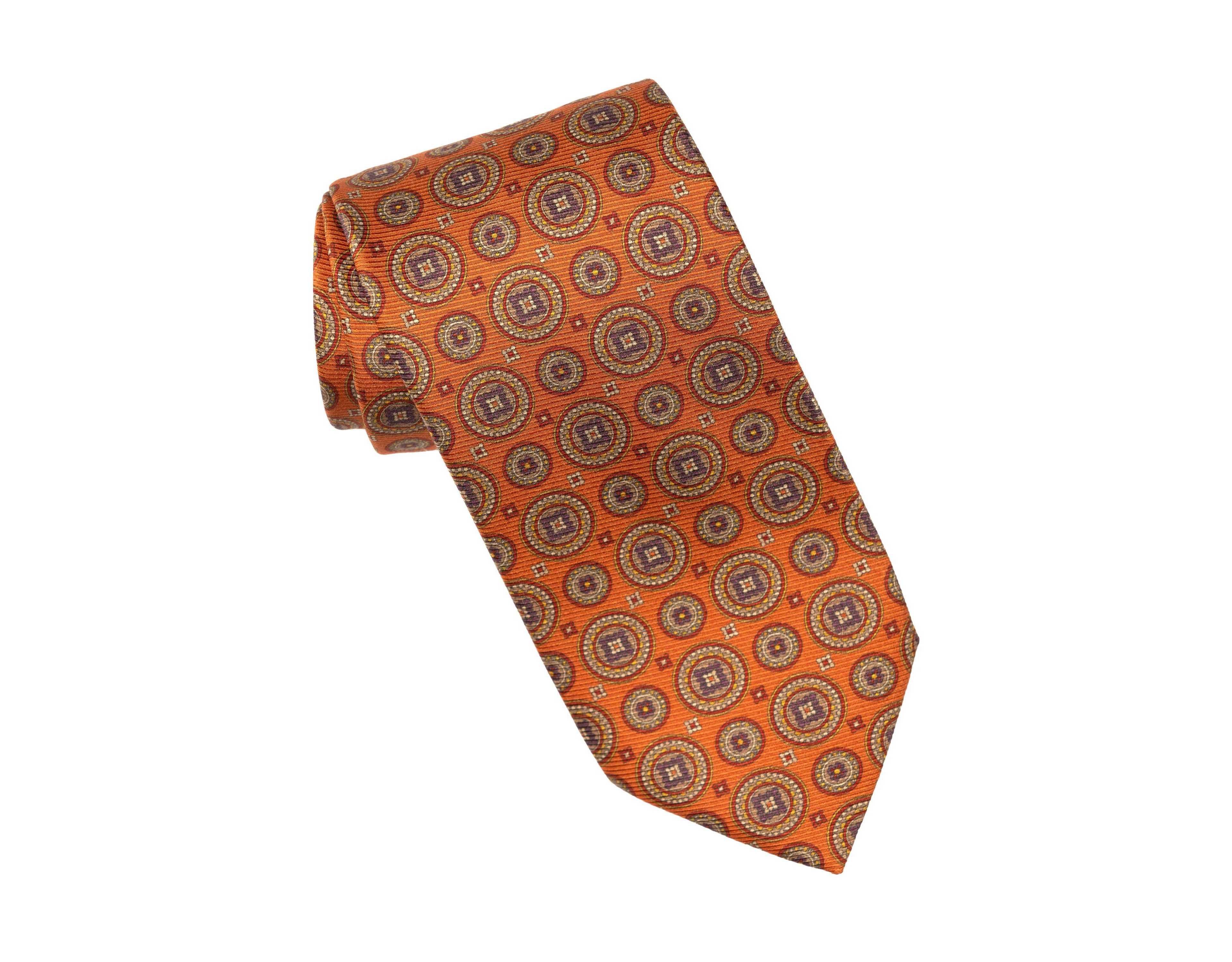 Elizabetta Men's Farnese Medallion Print Extra Long Tie