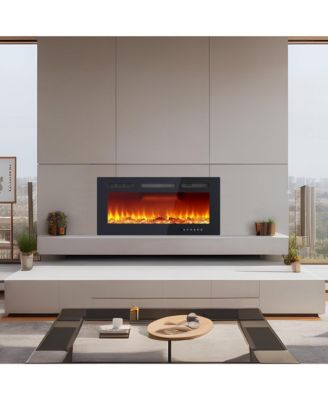 42Inch UltraThin Electric Fireplace Insert and Wall Mounted 12 Flame Color Remote Timer 750W 1500W for Living Room Bedroom