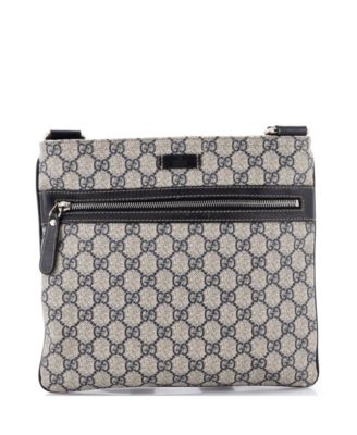 Medium Front Zip Flat Messenger Bag GG Coated Canvas