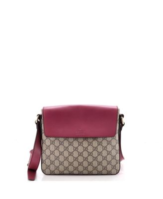 Medium Flap Messenger Bag GG Coated Canvas with Leather