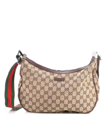 Medium Saddle Zip Messenger Bag GG Canvas with Leather