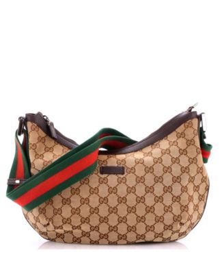 Medium Saddle Zip Messenger Bag GG Canvas with Leather