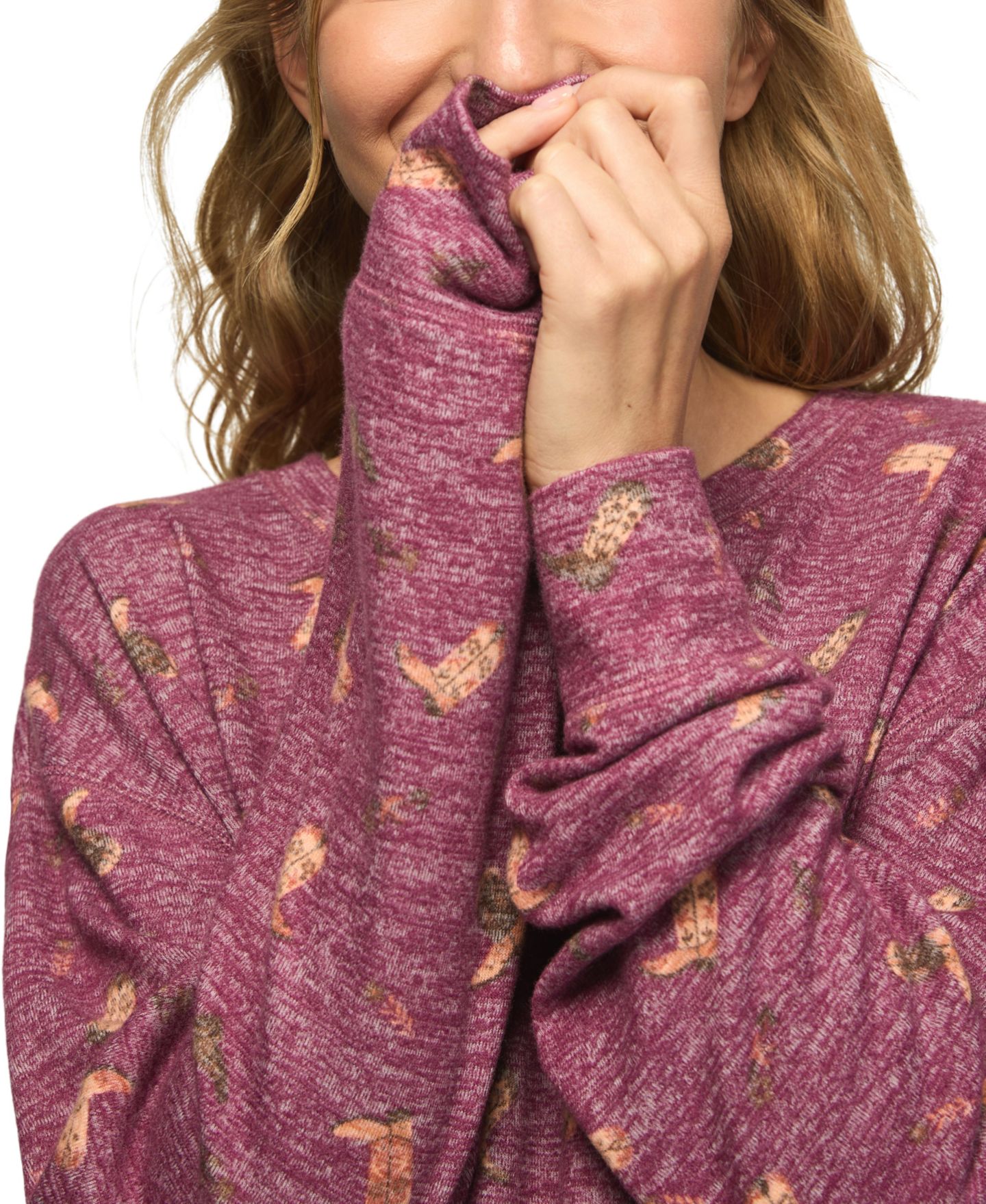 Женская футболка Lucky Brand Cloud Long-Sleeve Crewneck, цвет: Бордовый разноцветный — фото 3