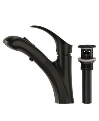 Single-Hole Pull-Out Bathroom Sink Faucet with Pop-Up Drain Brushed