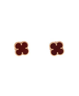 Van Cleef & Arpels Sweet Alhambra Carnelian Stud Earrings in 18K Rose Gold