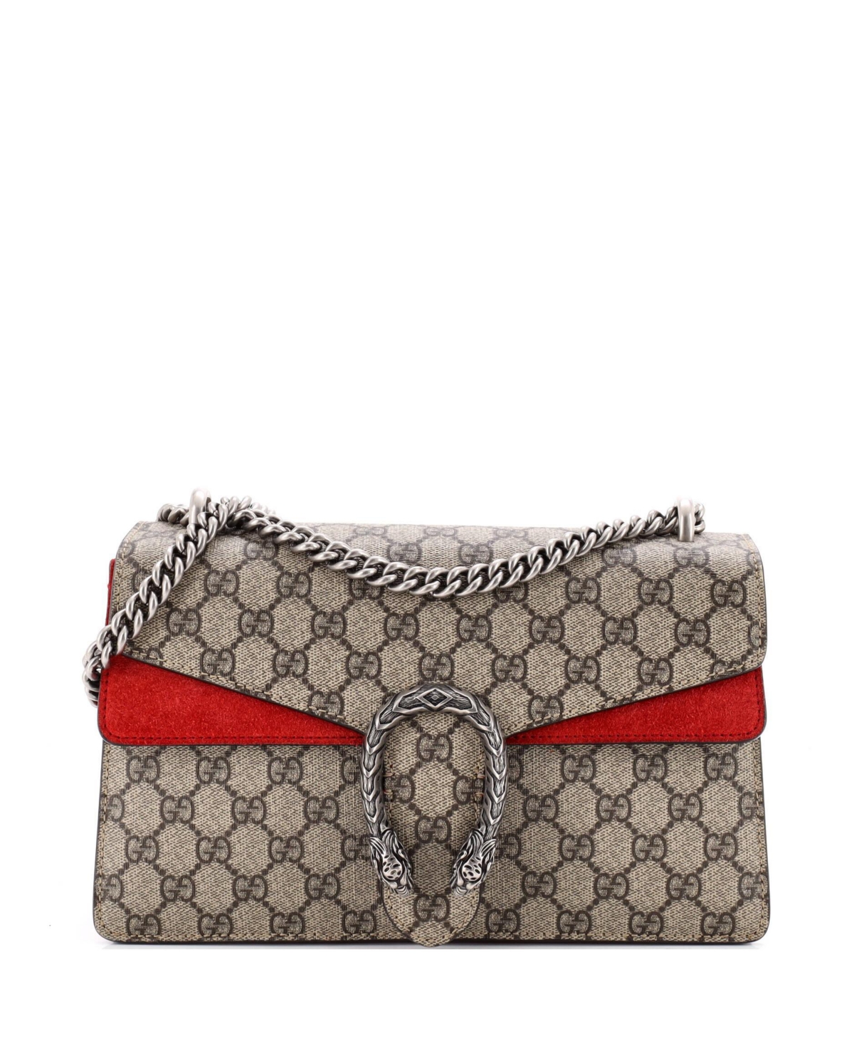 Pre-Owned Gucci Small Dionysus Bag Gg Coated Canvas - Red