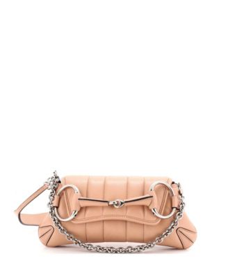 Small Horsebit Chain Shoulder Bag Vertical Quilted Leather
