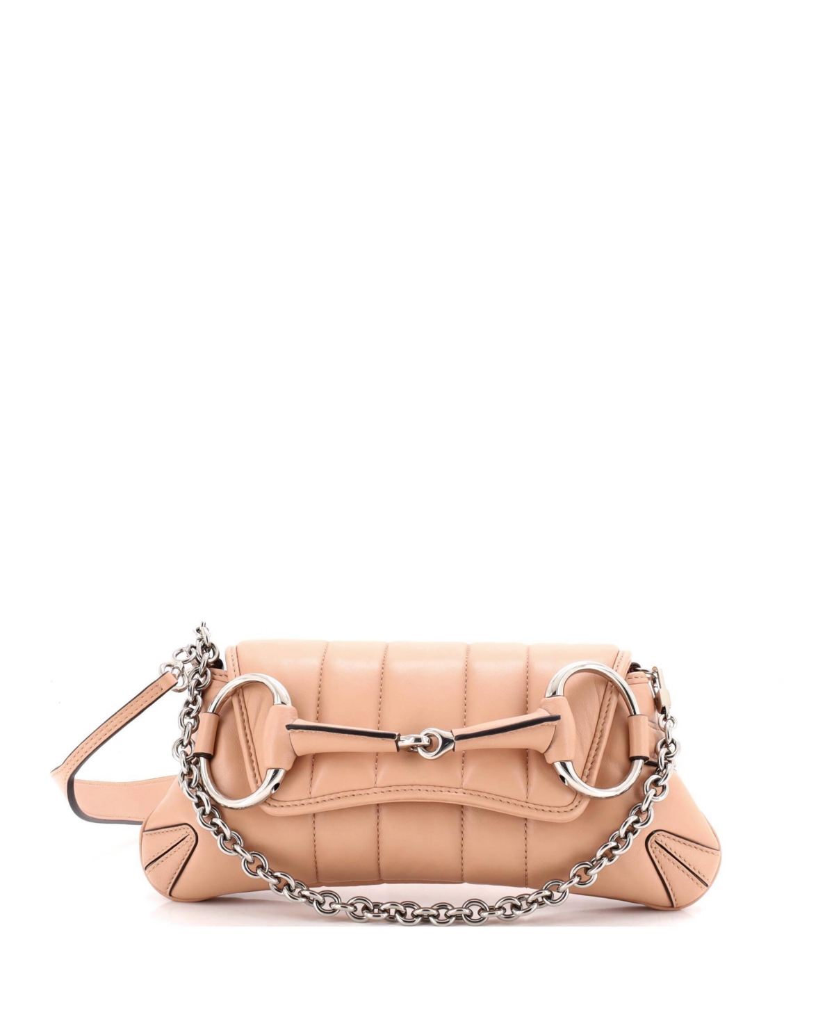 Pre-Owned Gucci Small Horsebit Chain Shoulder Bag Vertical Quilted Leather - Pink