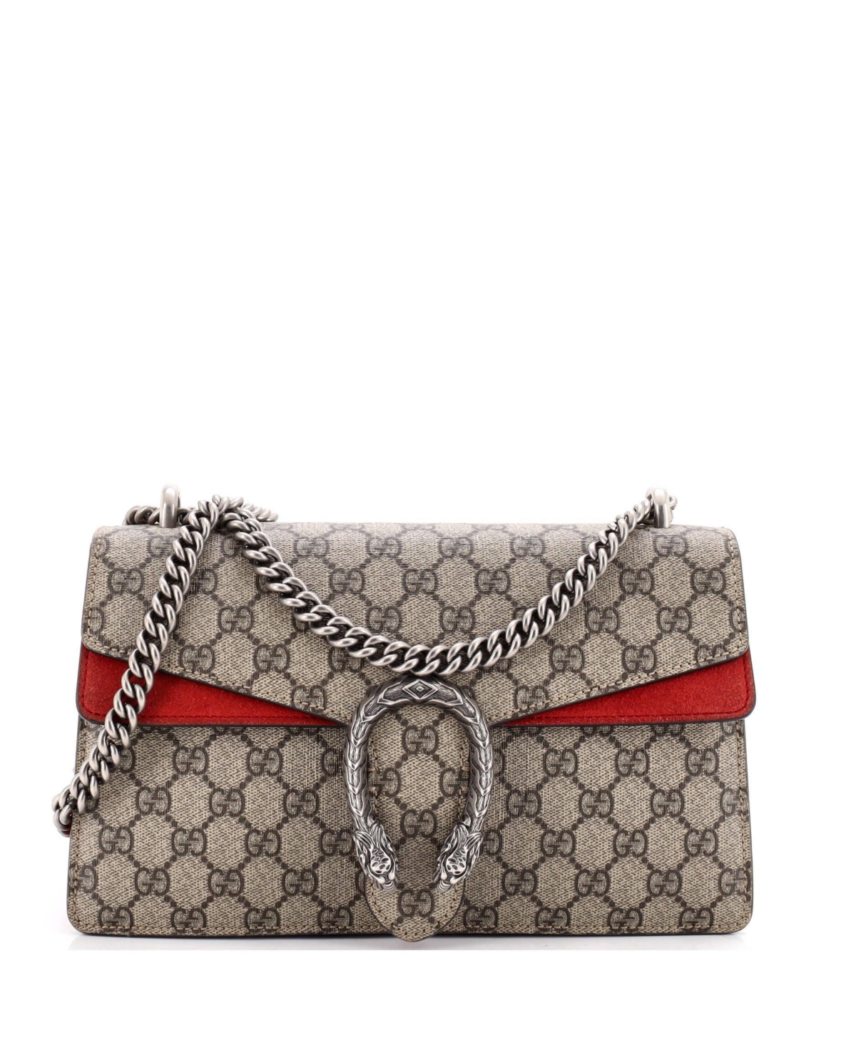 Pre-Owned Gucci Small Dionysus Bag Gg Coated Canvas - Red
